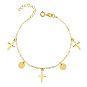 Bratara de argint placat cu aur galben cu cruciulite si banuti DiAmanti R0118B_G-DIA